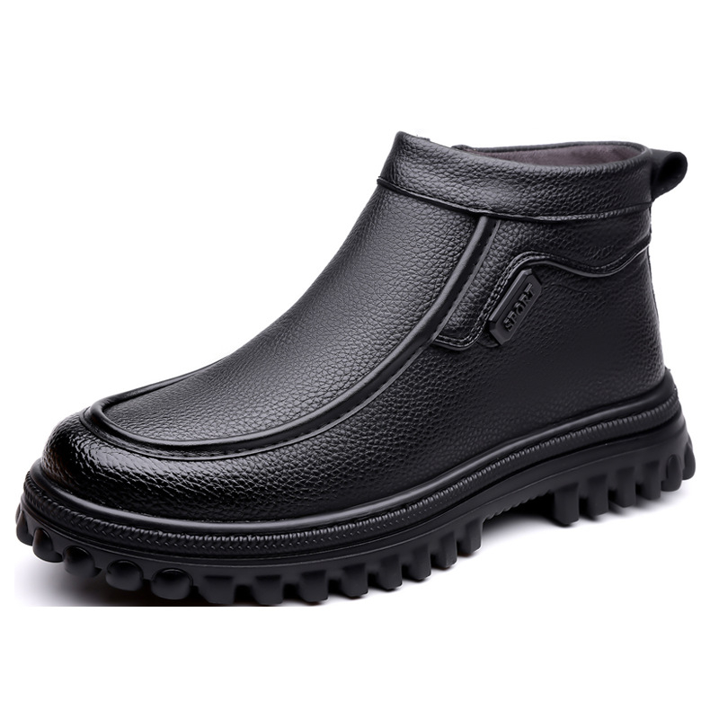 Ghete Martin pentru bărbați, stil retro, partea superioară din piele naturală, talpă din cauciuc