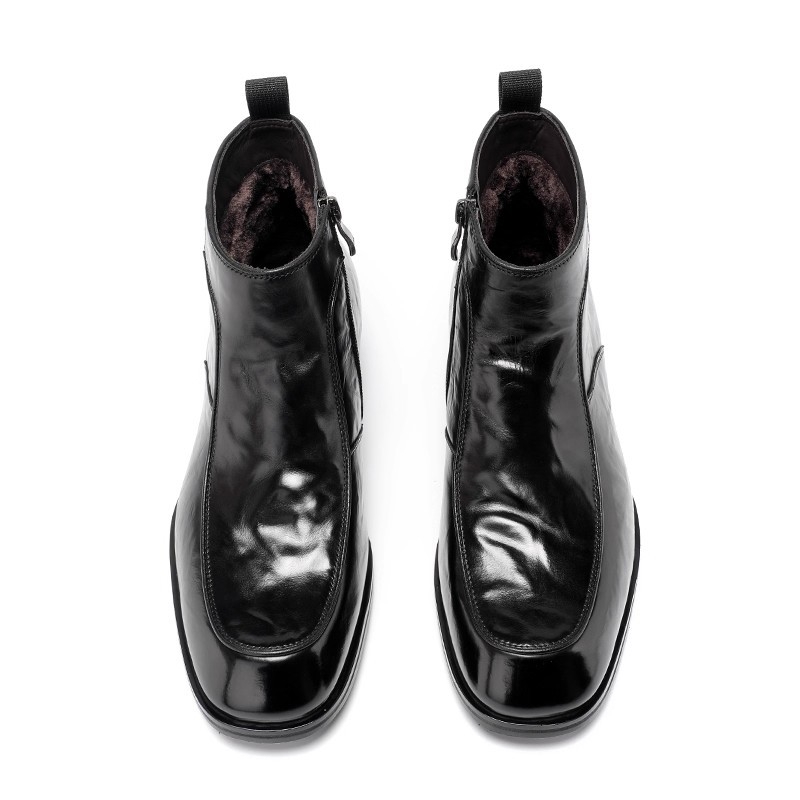 Ghete Chelsea pentru bărbați - Stil britanic, Părți superioare din piele reciclată, Talpă din cauciuc, Vârf ascuțit, Toc drept mic 1-3 cm