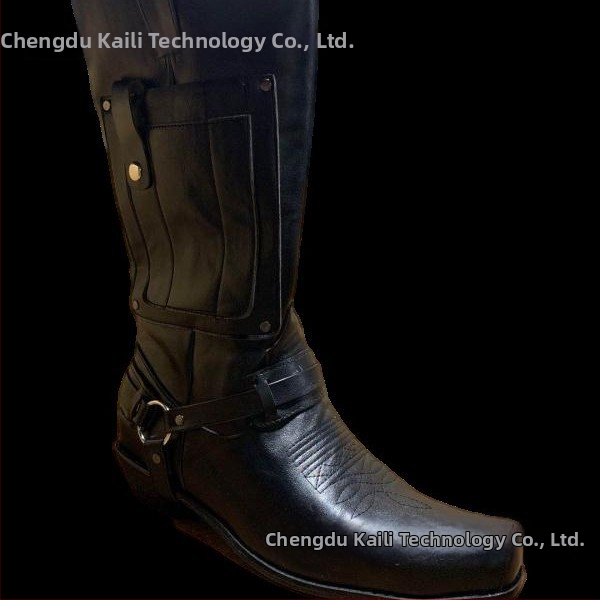 Pánske rytierové čižmy s vyšívaním, horná časť z umelej PU kože, špičatý prst, vysoká päta 6-8 cm, farebne zladený vzor