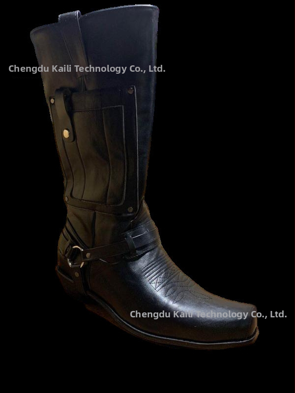 Pánske rytierové čižmy s vyšívaním, horná časť z umelej PU kože, špičatý prst, vysoká päta 6-8 cm, farebne zladený vzor