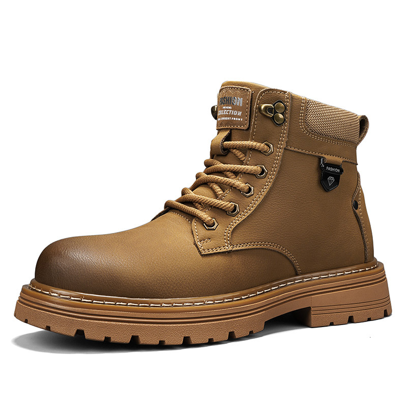 Ghete Martin pentru bărbați – de înălțime medie, partea superioară din nubuk de vițel, căptușeală caldă din pluș, talpă din cauciuc, fermoar lateral