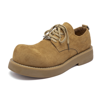 Muške velur derby cipele s okruglim vrhom, srednja visina pete (3–5 cm), gumeni potplat, retro stil