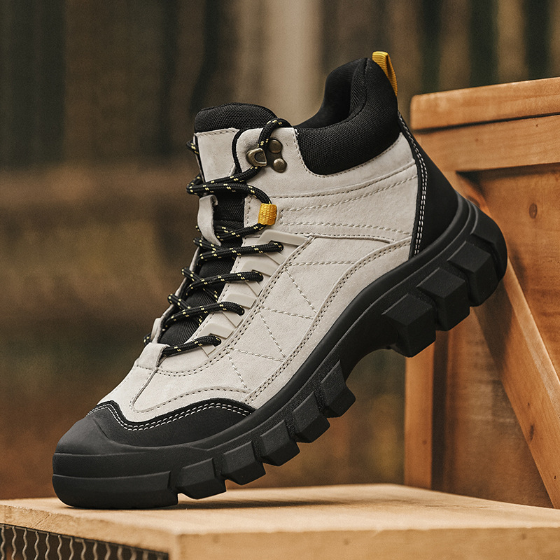 Meeste matkasaapad - kõrge ülaosa, veekindlad, suurendavad kõrgust, ülaosa: veisnahk, PU sisetald (talviseks kasutamiseks)