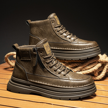 Ghete Sylow Martin pentru bărbați — impermeabile, antiderapante, PU partea superioară, talpă PVC, vârf rotund