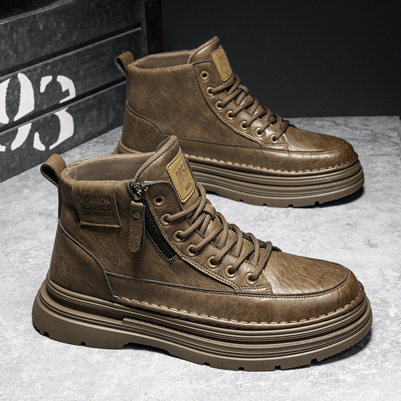 Ghete Sylow Martin pentru bărbați — impermeabile, antiderapante, PU partea superioară, talpă PVC, vârf rotund