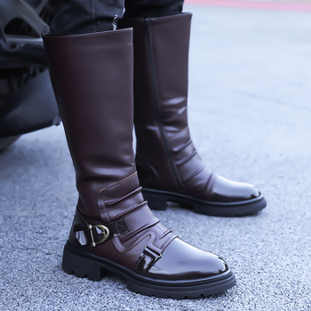 Pánske Martin topánky s vysokým horným dielom, gumová podrážka, PU vrchný materiál, kórejská verzia