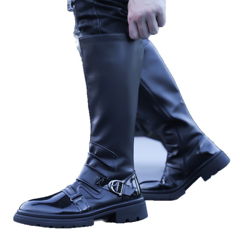 Pánske Martin topánky s vysokým horným dielom, gumová podrážka, PU vrchný materiál, kórejská verzia