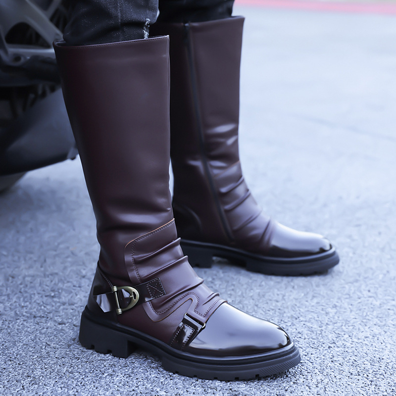 Pánske Martin topánky s vysokým horným dielom, gumová podrážka, PU vrchný materiál, kórejská verzia