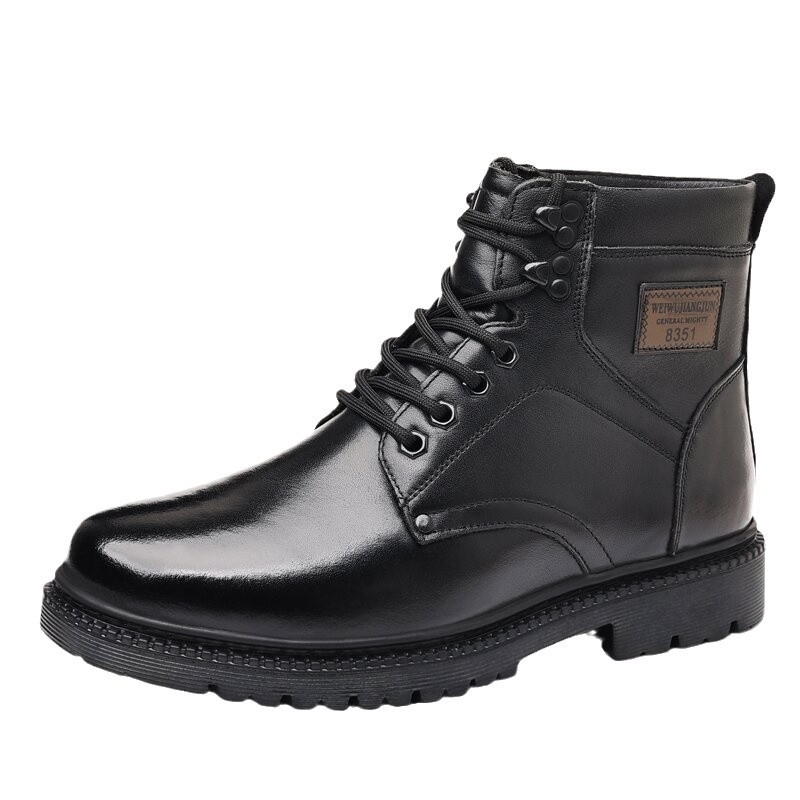 Ghete Martin - Piele de vită de prim strat, căptușeală din lână, talpă din cauciuc, șireturi în față, încălțăminte de iarnă impermeabilă