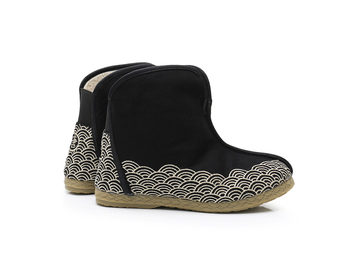 Topánky s etnickým štýlom pre zimu, pánske, vršok z plátna; podrážka z teľacej šľachy; guľatý špič; nízky podpätok (1–3 cm)