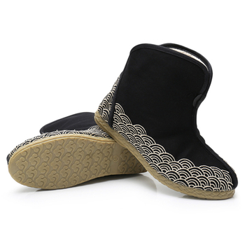 Topánky s etnickým štýlom pre zimu, pánske, vršok z plátna; podrážka z teľacej šľachy; guľatý špič; nízky podpätok (1–3 cm)