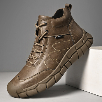 Ghete Martin din piele naturală, talpă din cauciuc, branț PU, căptușeală din microfibră, tehnologie Goodyear la talpă