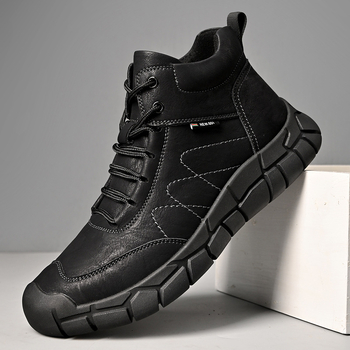 Ghete Martin din piele naturală, talpă din cauciuc, branț PU, căptușeală din microfibră, tehnologie Goodyear la talpă