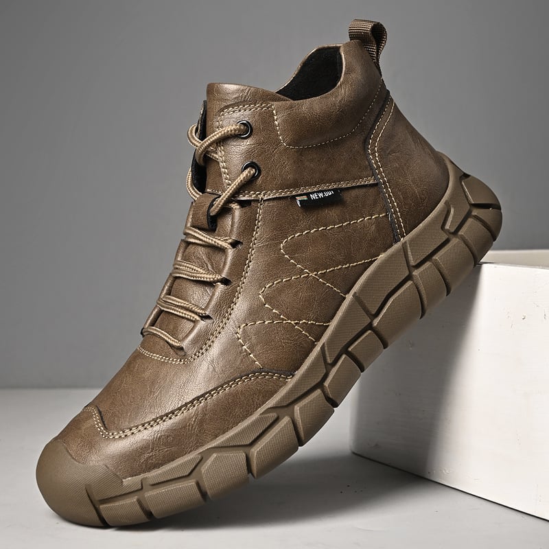 Ghete Martin din piele naturală, talpă din cauciuc, branț PU, căptușeală din microfibră, tehnologie Goodyear la talpă