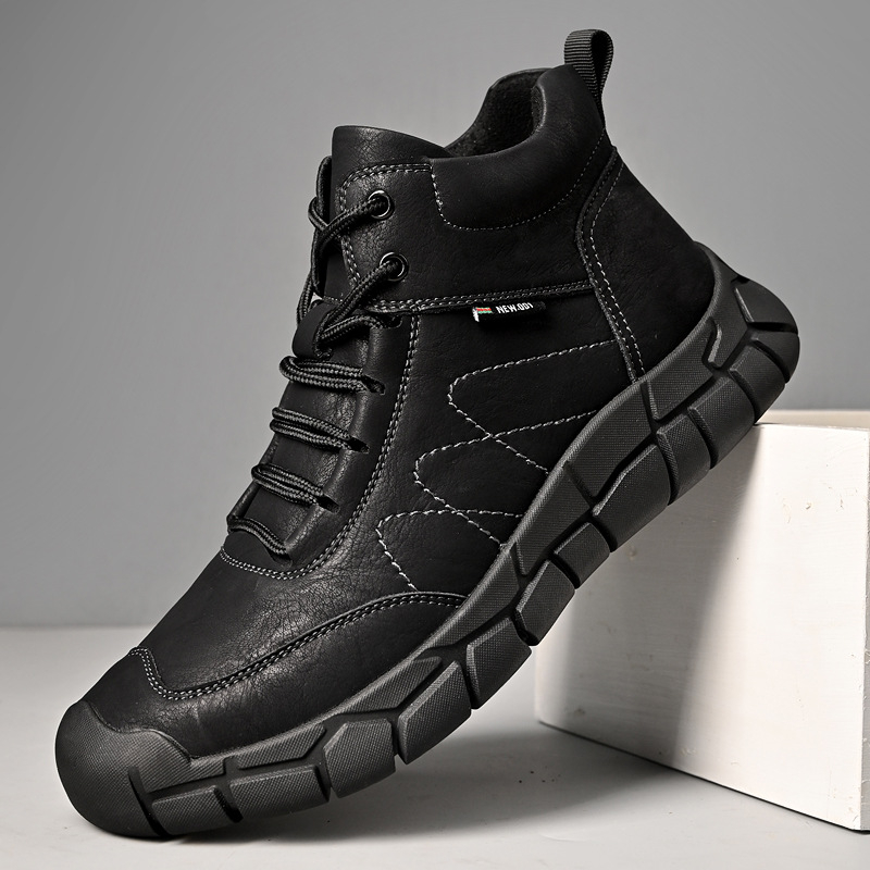 Ghete Martin din piele naturală, talpă din cauciuc, branț PU, căptușeală din microfibră, tehnologie Goodyear la talpă