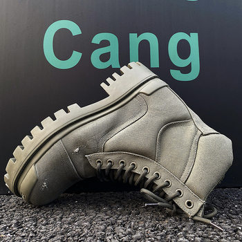 Pánske motocyklové topánky so zvýšenou podrážkou, vysokým holenným strihom, vršok z Oxford textílie, gumová podrážka, PU vložka