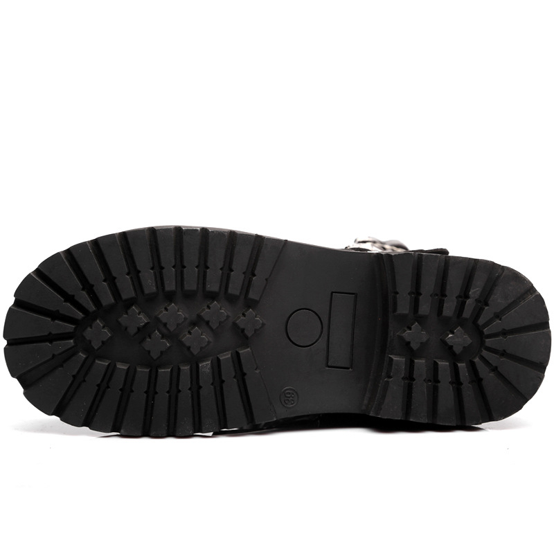 Ghete înalte pentru bărbați cu fermoar pe lateral, stil retro, PU partea superioară, talpă de cauciuc, toc mediu 3-5 cm