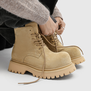 Unisex Martin Derby čižmy s predným šnurovaním, velúrový vrch, pena podrážka, jesenné nosenie