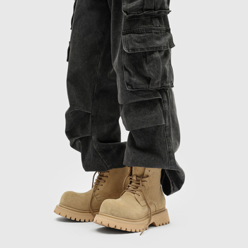 Unisex Martin Derby čižmy s predným šnurovaním, velúrový vrch, pena podrážka, jesenné nosenie