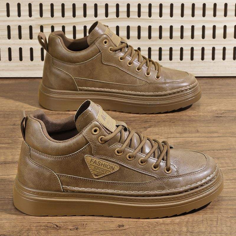 Martin bocanci pentru bărbați, partea superioară din piele microfibră, talpă din cauciuc, branț din latex, căptușeală interioară din pluș artificial, stil britanic cu talpă groasă