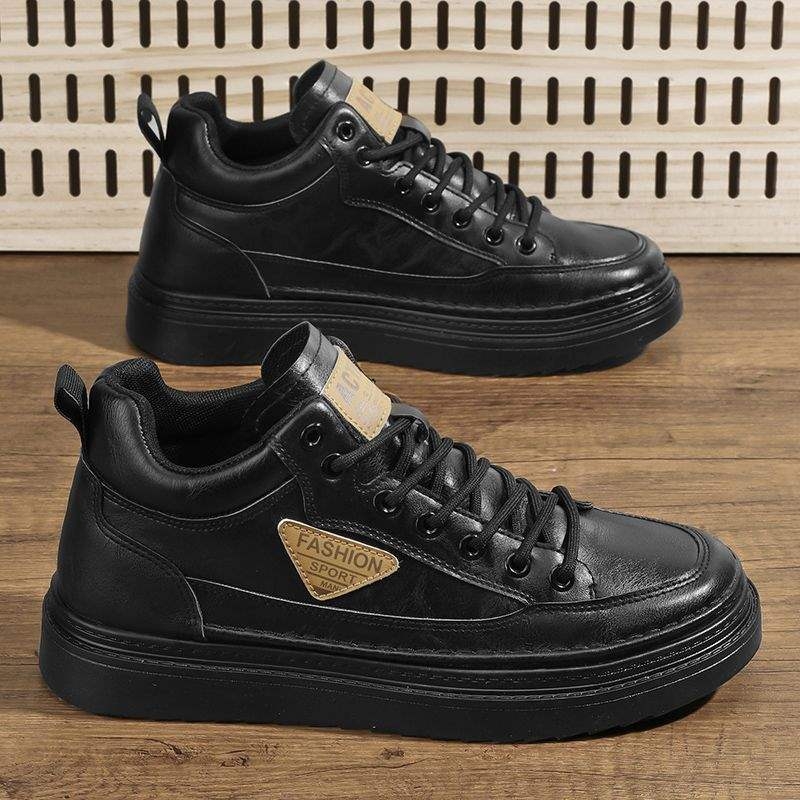 Martin bocanci pentru bărbați, partea superioară din piele microfibră, talpă din cauciuc, branț din latex, căptușeală interioară din pluș artificial, stil britanic cu talpă groasă