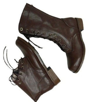 Férfi PU bőr motoros csizmák, középmagasságú, kerek orr, oldalsó cipzár, alacsony négyszögletes sarok 1-3 cm