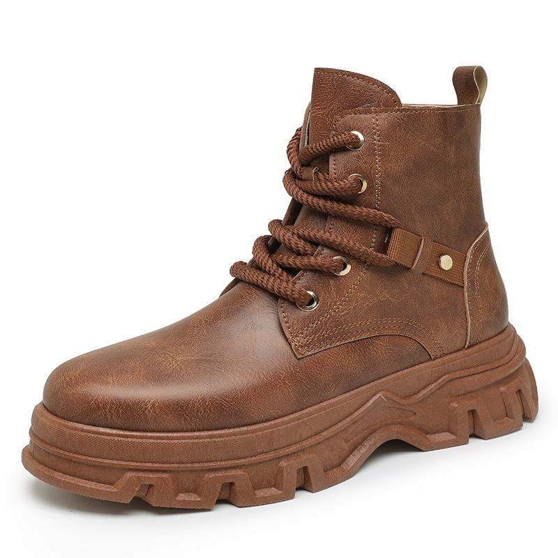 Ghete Martin, partea superioară din microfibră, talpă groasă din cauciuc, vârf rotund, talpă injectată