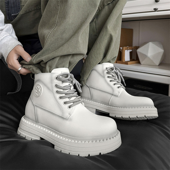 Botini Martin pentru femei și bărbați, design mediu, talpă din cauciuc, vârf rotund, toc conic 6–8 cm