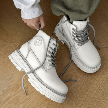 Botini Martin pentru femei și bărbați, design mediu, talpă din cauciuc, vârf rotund, toc conic 6–8 cm