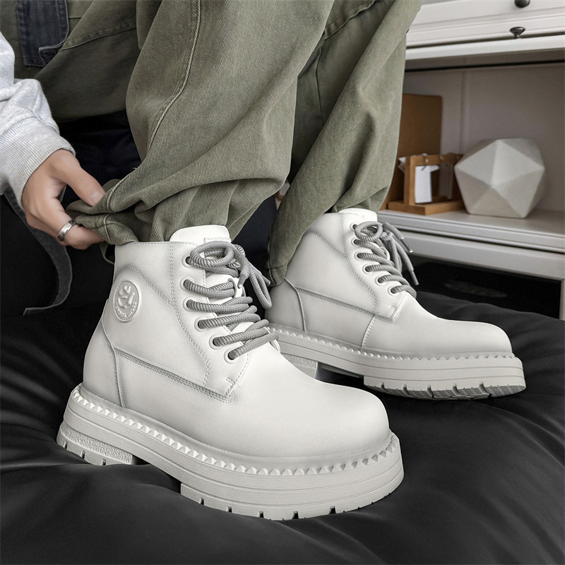 Botini Martin pentru femei și bărbați, design mediu, talpă din cauciuc, vârf rotund, toc conic 6–8 cm