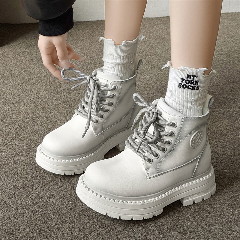 Botini Martin pentru femei și bărbați, design mediu, talpă din cauciuc, vârf rotund, toc conic 6–8 cm