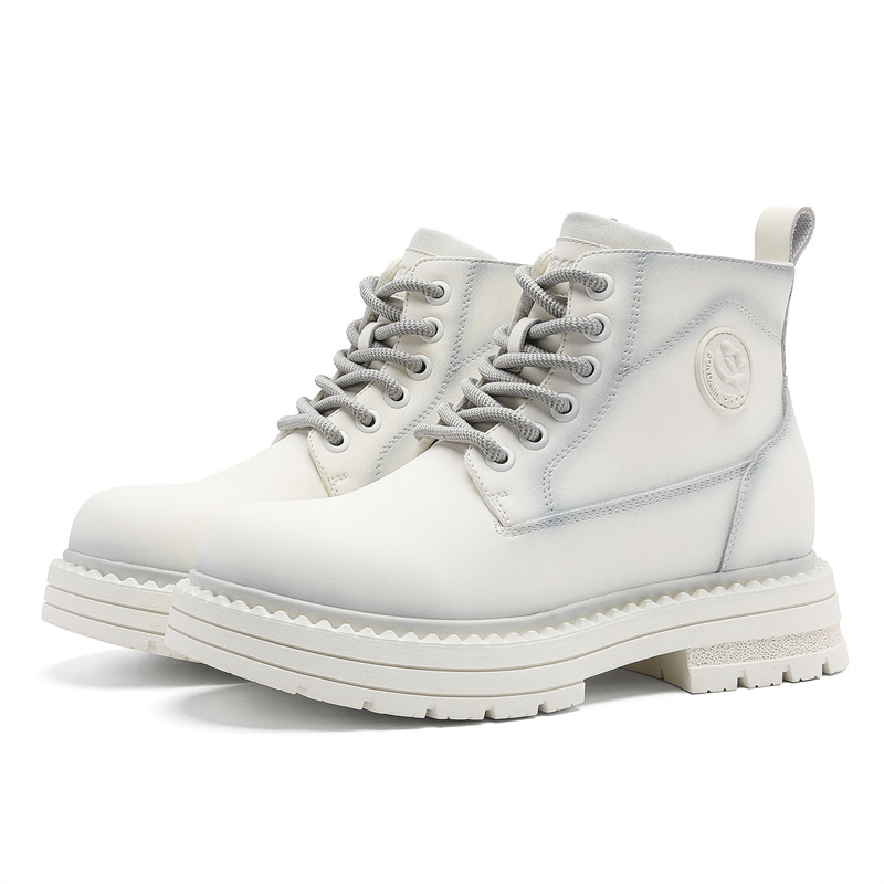 Botini Martin pentru femei și bărbați, design mediu, talpă din cauciuc, vârf rotund, toc conic 6–8 cm