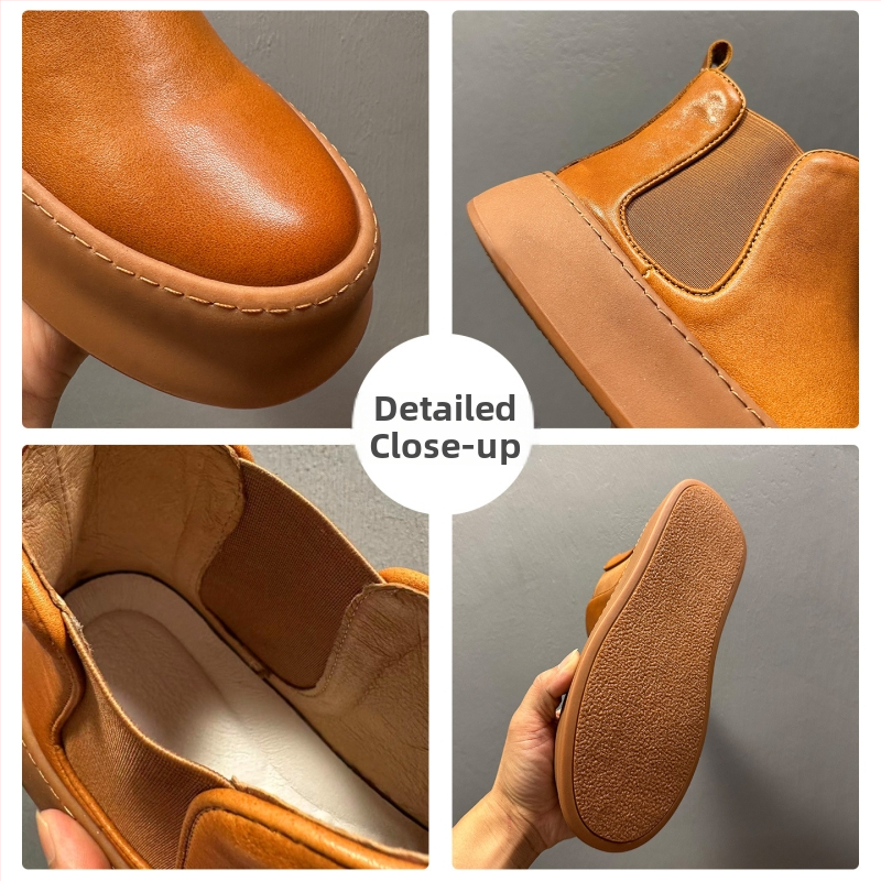 Meeste Chelsea saapad tõelisest nahast, ümmargune varvas, kummist talla, kanna kõrgus 3-5 cm, talv 2025