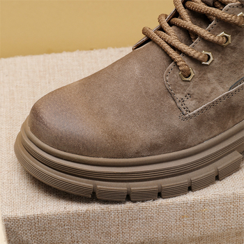 Botine Martin din piele naturală, talpă din cauciuc, înălțare de 3-5 cm, anti-derapare, vârf rotund