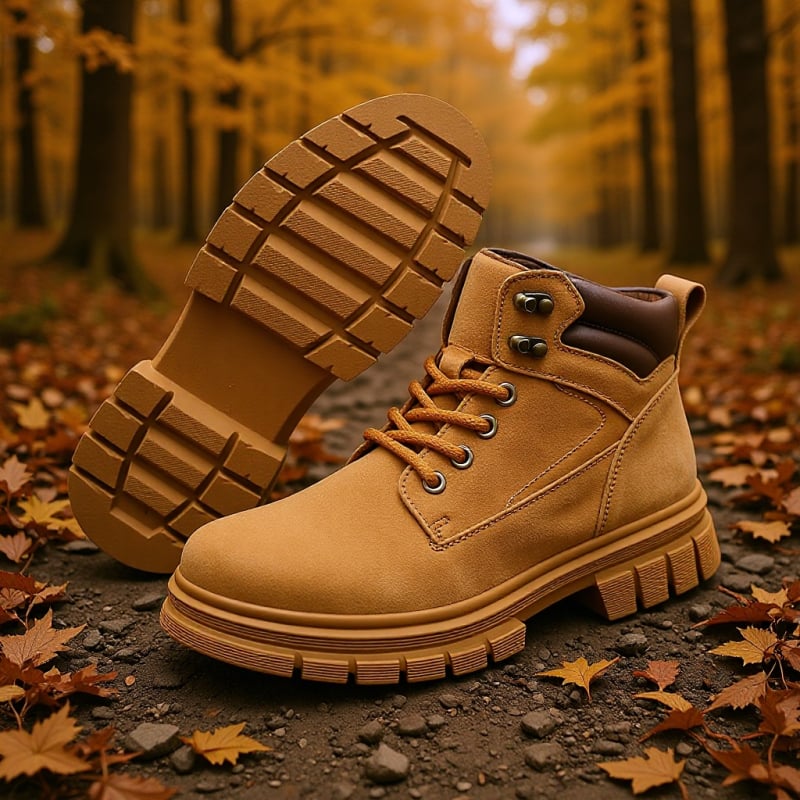 Botine Martin din piele naturală, talpă din cauciuc, înălțare de 3-5 cm, anti-derapare, vârf rotund