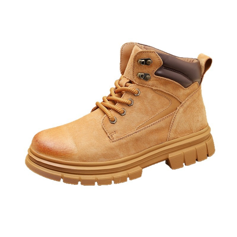 Botine Martin din piele naturală, talpă din cauciuc, înălțare de 3-5 cm, anti-derapare, vârf rotund