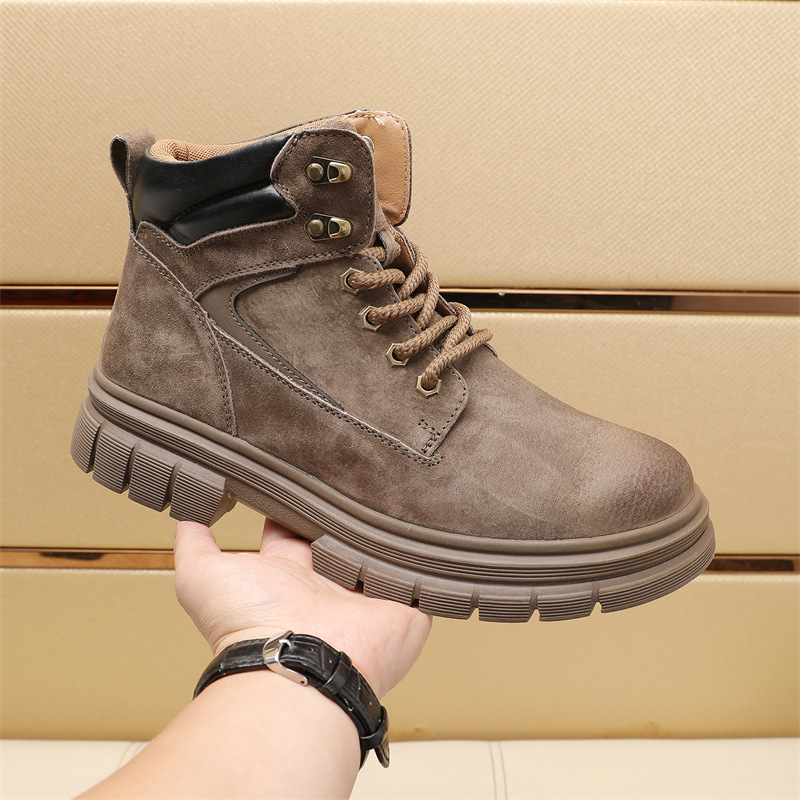 Botine Martin din piele naturală, talpă din cauciuc, înălțare de 3-5 cm, anti-derapare, vârf rotund