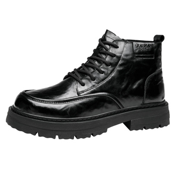 Martin čizme od kože prve klase teleće kože, podstava od umjetnog kratkog pliša, gumena potplat, bočni zatvarač, zimska obuća
