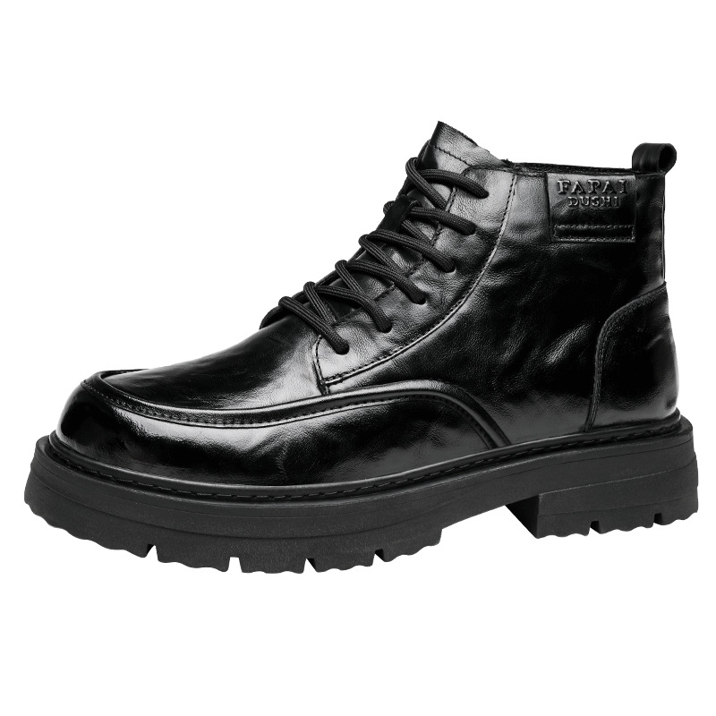 Martin čizme od kože prve klase teleće kože, podstava od umjetnog kratkog pliša, gumena potplat, bočni zatvarač, zimska obuća