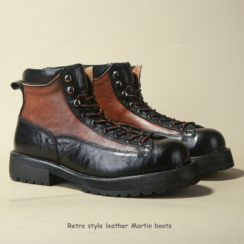 Pánske pracovné topánky, pravá koža; Vrchná časť: koža hovädzieho prvotriedna; Podšívka: koža zo svine; Výška holene: stredná; Zapínanie: na šnúrky vpredu