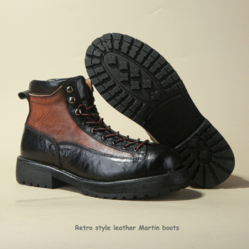 Pánske pracovné topánky, pravá koža; Vrchná časť: koža hovädzieho prvotriedna; Podšívka: koža zo svine; Výška holene: stredná; Zapínanie: na šnúrky vpredu