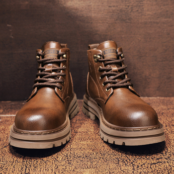 Muške Martin čizme za jesen - vodootporne, gornji materijal od prave kože, unutrašnja podstava od prave kože, gumena potplat, vezanje sprijeda