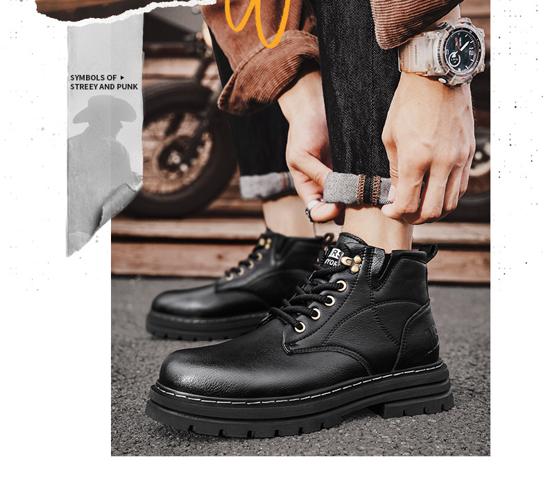 Muške Martin čizme za jesen - vodootporne, gornji materijal od prave kože, unutrašnja podstava od prave kože, gumena potplat, vezanje sprijeda