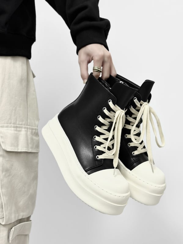 Martin čizme od platna, gumena potplata, visok šev, bočni zatvarač