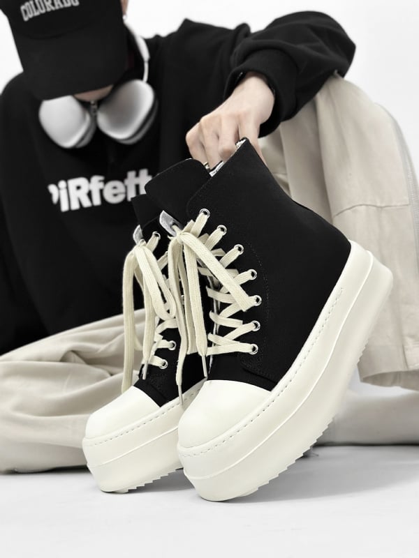 Martin čizme od platna, gumena potplata, visok šev, bočni zatvarač