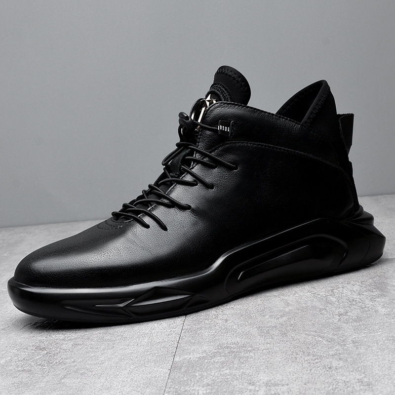 Pánske vysoké kožené topánky Martin s Velúrovou podšívkou, vrchný materiál z pravej kože, elastické zapínanie, okrúhla špička