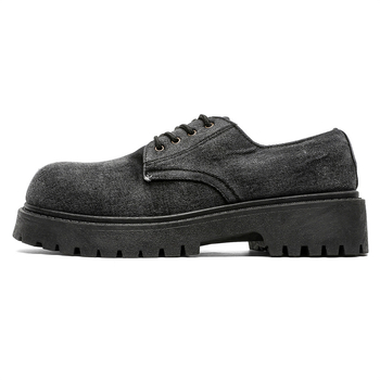 Muške denim Derby cipele — casual stil, okrugli vrh, vezanje šnalama, PVC đon, ravni đon