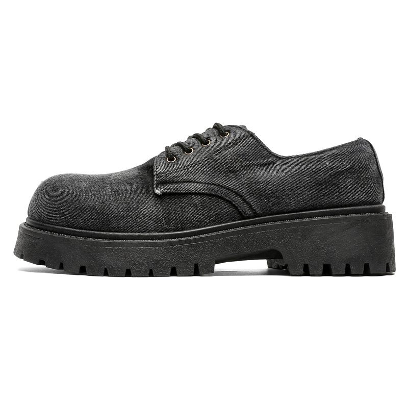 Muške denim Derby cipele — casual stil, okrugli vrh, vezanje šnalama, PVC đon, ravni đon
