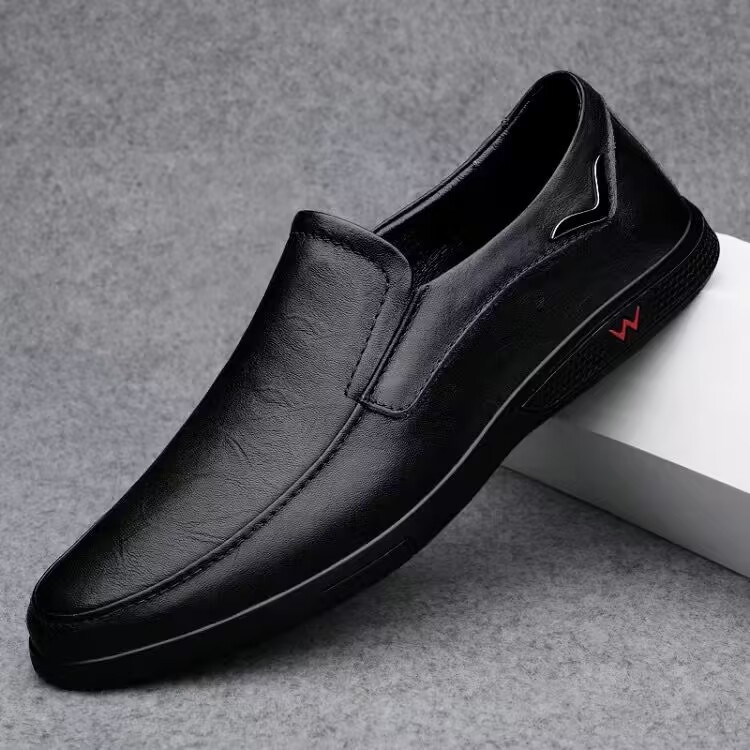 Muški slip-on loafers od prave kože, mekana gumena potplat, gornji dio od split kože, PU uložak i podstava, pogodni za proljeće i jesen