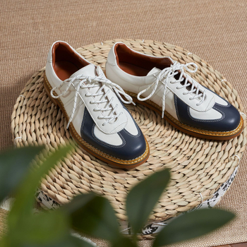 Ανδρικά Δερμάτινα Παπούτσια – Χειροποίητα, Βρετανικό Στυλ, Άνω μέρος από Δέρμα Αγελάδας, Σόλα από Καουτσούκ-Αφρό, Στρογγυλή Μύτη, Δέσιμο Μπροστά